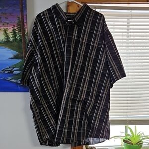 Basic Editions Black and Tan Plaid Dress Shirt